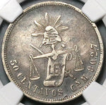 1892-Cn NGC XF 40 Mexico 50 Centavos Culiacan Mint 8k Silver Coin (23090503C)