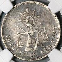 1892-Cn NGC XF 40 Mexico 50 Centavos Culiacan Mint 8k Silver Coin (23090503C)