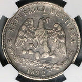 1892-Cn NGC XF 40 Mexico 50 Centavos Culiacan Mint 8k Silver Coin (23090503C)