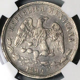 1892-Cn NGC XF 40 Mexico 50 Centavos Culiacan Mint 8k Silver Coin (23090503C)