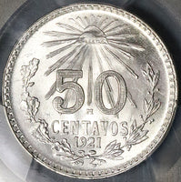 1921 PCGS MS 66 Mexico 50 Centavos GEM Mint State SIlver Coin (25011602C)