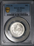 1921 PCGS MS 66 Mexico 50 Centavos GEM Mint State SIlver Coin (25011602C)