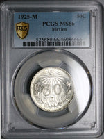 1920 PCGS MS 66 Mexico 50 Centavos Mint State Key Date SIlver Coin POP 2/2 (24030901D)