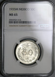 1935 NGC MS 65 Mexico 50 Centavos GEM 1 Year Type Silver Coin (25020702C)