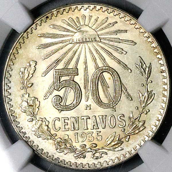 1935 NGC MS 65 Mexico 50 Centavos GEM 1 Year Type Silver Coin (25053001C)