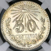 1935 NGC MS 65 Mexico 50 Centavos GEM 1 Year Type Silver Coin (25053001C)