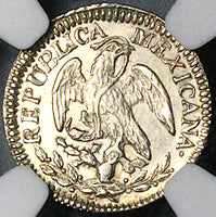 1863-SLP NGC MS 61 Mexico 5 Centavos San Luis Potosi Rare Silver Coin (23082302D)