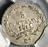 1868-Ca PCGS XF 45 Mexico 5 Centavos Rare Chihuahua Mint Silver Coin POP 1/1 (25080302C)
