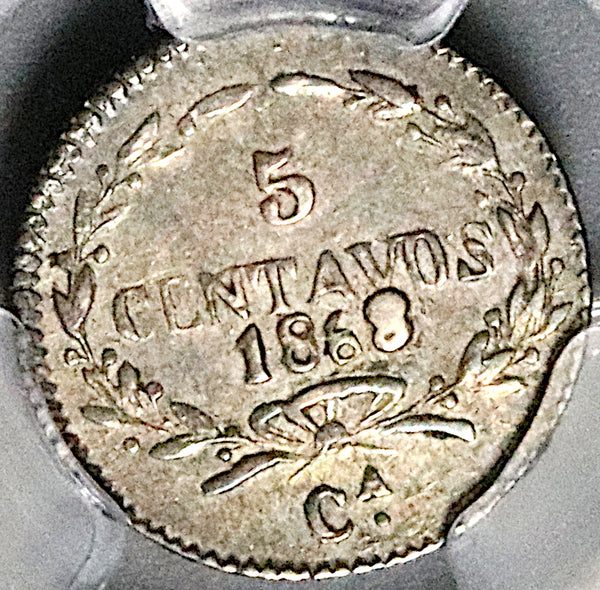 1868-Ca PCGS XF 45 Mexico 5 Centavos Rare Chihuahua Mint Silver Coin POP 1/1 (25080302C)