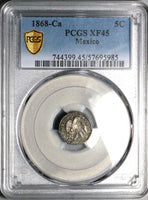 1868-Ca PCGS XF 45 Mexico 5 Centavos Rare Chihuahua Mint Silver Coin POP 1/1 (25080302C)