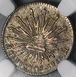 1868-Mo NGC AU 58 Mexico 5 Centavos Cap Rays Rare Silver Coin (26062502C)