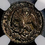1868-Mo NGC AU 58 Mexico 5 Centavos Cap Rays Rare Silver Coin (26062502C)