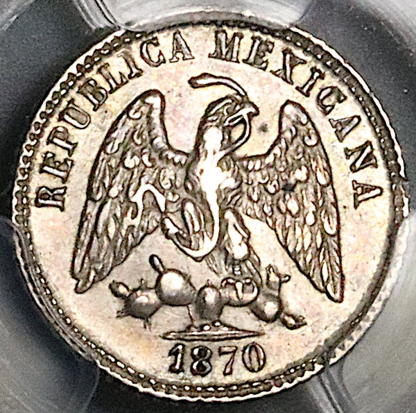 1870-Zs PCGS AU Mexico 5 Centavos Zacatecas Mint 40k Silver Coin (25082602C)
