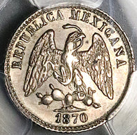 1870-Zs PCGS AU Mexico 5 Centavos Zacatecas Mint 40k Silver Coin (25082602C)