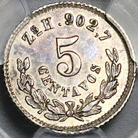 1870-Zs PCGS AU Mexico 5 Centavos Zacatecas Mint 40k Silver Coin (25082602C)