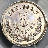 1870-Zs PCGS AU Mexico 5 Centavos Zacatecas Mint 40k Silver Coin (25082602C)
