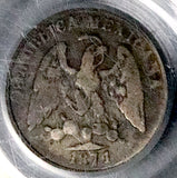 1871-Cn PCGS F 12 Mexico 5 Centavos Culiacan Rare 14k Silver Coin (26102602C)