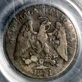 1871-Cn PCGS F 12 Mexico 5 Centavos Culiacan Rare 14k Silver Coin (26102602C)