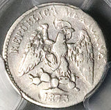 1873-Go PCGS VF Mexico 5 Centavos Guanajuato Mint Rare 40k Silver Coin (26011903C)