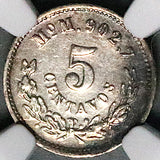 1873-Mo NGC AU Mexico 5 Centavos City Mint Rare 20k Silver Coin (26020103C)