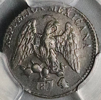 1874-CH PCGS XF 45 Mexico 5 Centavos Chihuahua Mint Silver Coin POP 1/0 (25091801C)