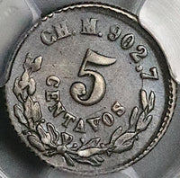 1874-CH PCGS XF 45 Mexico 5 Centavos Chihuahua Mint Silver Coin POP 1/0 (25091801C)