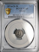 1874-CH PCGS XF 45 Mexico 5 Centavos Chihuahua Mint Silver Coin POP 1/0 (25091801C)