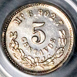 1874-Mo PCGS MS 61 Mexico 5 Centavos Mint State Rare Silver Coin (26102205C)