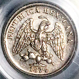 1874-Mo PCGS MS 61 Mexico 5 Centavos Mint State Rare Silver Coin (26102205C)