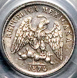 1874-Mo PCGS MS 61 Mexico 5 Centavos Mint State Rare Silver Coin (26102205C)