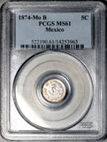 1874-Mo PCGS MS 61 Mexico 5 Centavos Mint State Rare Silver Coin (26102205C)