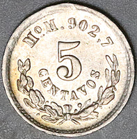 1874-Mo M Mexico 5 Centavos XF Scarce Silver Coin (25071501R)