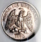 1876/5-Mo NGC MS 62 Mexico 5 Centavos Overdate Rare Silver Coin POP 2/4 (26102206C)
