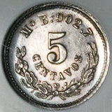 1876/5-Mo NGC MS 62 Mexico 5 Centavos Overdate Rare Silver Coin POP 2/4 (26102206C)