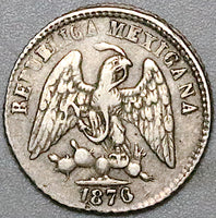 1876-Zs Mexico 5 Centavos Zacatecas Mint VF Rare Silver Coin (25082901R)