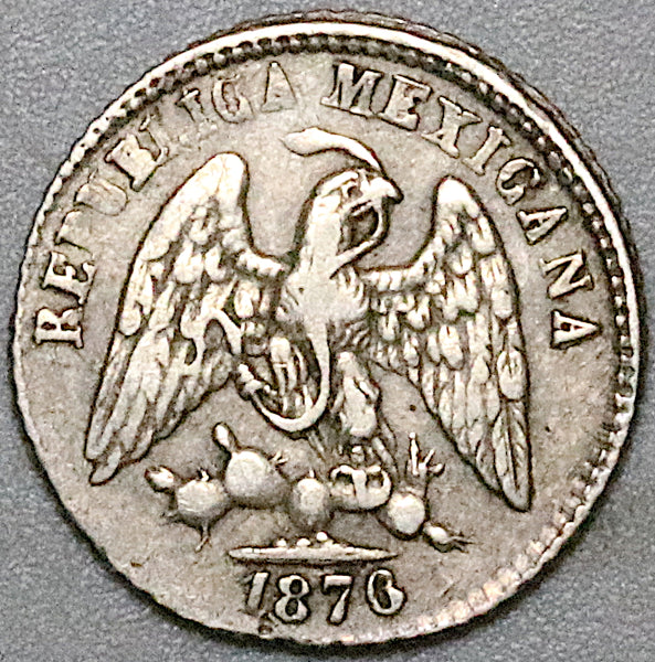 1876-Zs Mexico 5 Centavos Zacatecas Mint VF Rare Silver Coin (25082901R)