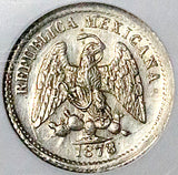1878-Mo NGC MS 62 Mexico 5 Centavos Die Crack Mint Error Silver Coin (26102208C)