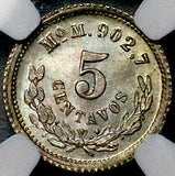 1878/67-Mo NGC MS 66 Mexico 5 Centavos Overdate Silver Coin POP 1/1 (25073103C)