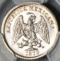 1878/87-Mo PCGS UNC Mexico 5 Centavos Error Overdate Silver Coin (25060602C)