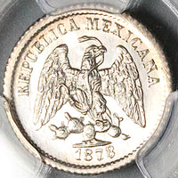 1878/87-Mo PCGS UNC Mexico 5 Centavos Error Overdate Silver Coin (25060602C)