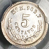 1878/87-Mo PCGS UNC Mexico 5 Centavos Error Overdate Silver Coin (25060602C)