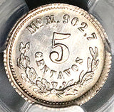 1878/87-Mo PCGS UNC Mexico 5 Centavos Error Overdate Silver Coin (25060602C)