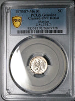 1878/87-Mo PCGS UNC Mexico 5 Centavos Error Overdate Silver Coin (25060602C)
