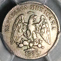1880-Ho PCGS AU Mexico 5 Centavos Hermosillo Rare 43K Silver Coin (25080301R)