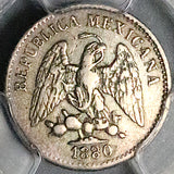 1880-Ho PCGS AU Mexico 5 Centavos Hermosillo Rare 43K Silver Coin (25080301R)