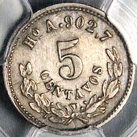 1880-Ho PCGS AU Mexico 5 Centavos Hermosillo Rare 43K Silver Coin (25080301R)