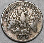 1880-Ho Mexico 5 Centavos Hermosillo VF Rare 43K Minted Mint Error Silver Coin  (25061701R)
