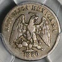 1880-Ho PCGS VF 30 Mexico 5 Centavos Hermosillo Rare 43K Silver Coin (25091402C)