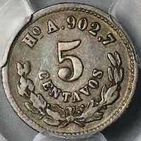 1880-Ho PCGS VF 30 Mexico 5 Centavos Hermosillo Rare 43K Silver Coin (25091402C)