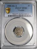 1880-Ho PCGS VF 30 Mexico 5 Centavos Hermosillo Rare 43K Silver Coin (25091402C)